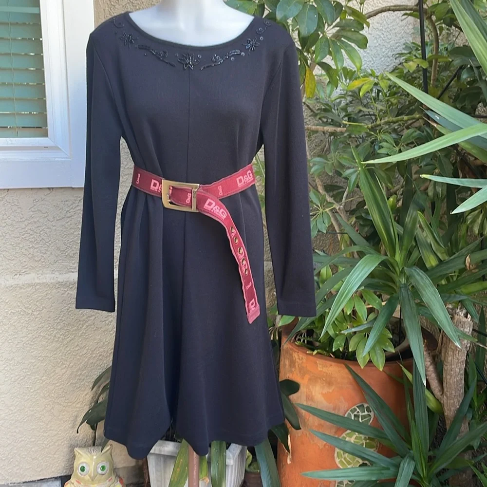 Vintage burgundy/pink Dolce & Gabbana leather/canvas large belt
